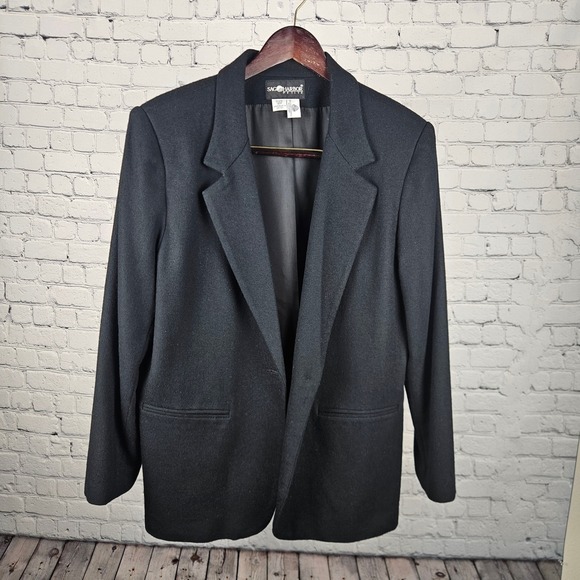 Sag Harbor Petite Jackets & Blazers - Sag Harbor Petite Black‎ 100% Wool Blazer Jacket Size 12P F02073C Professional